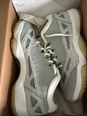 Jordan retro 11. Grey White Low-Top Sneakers.  6.5Y